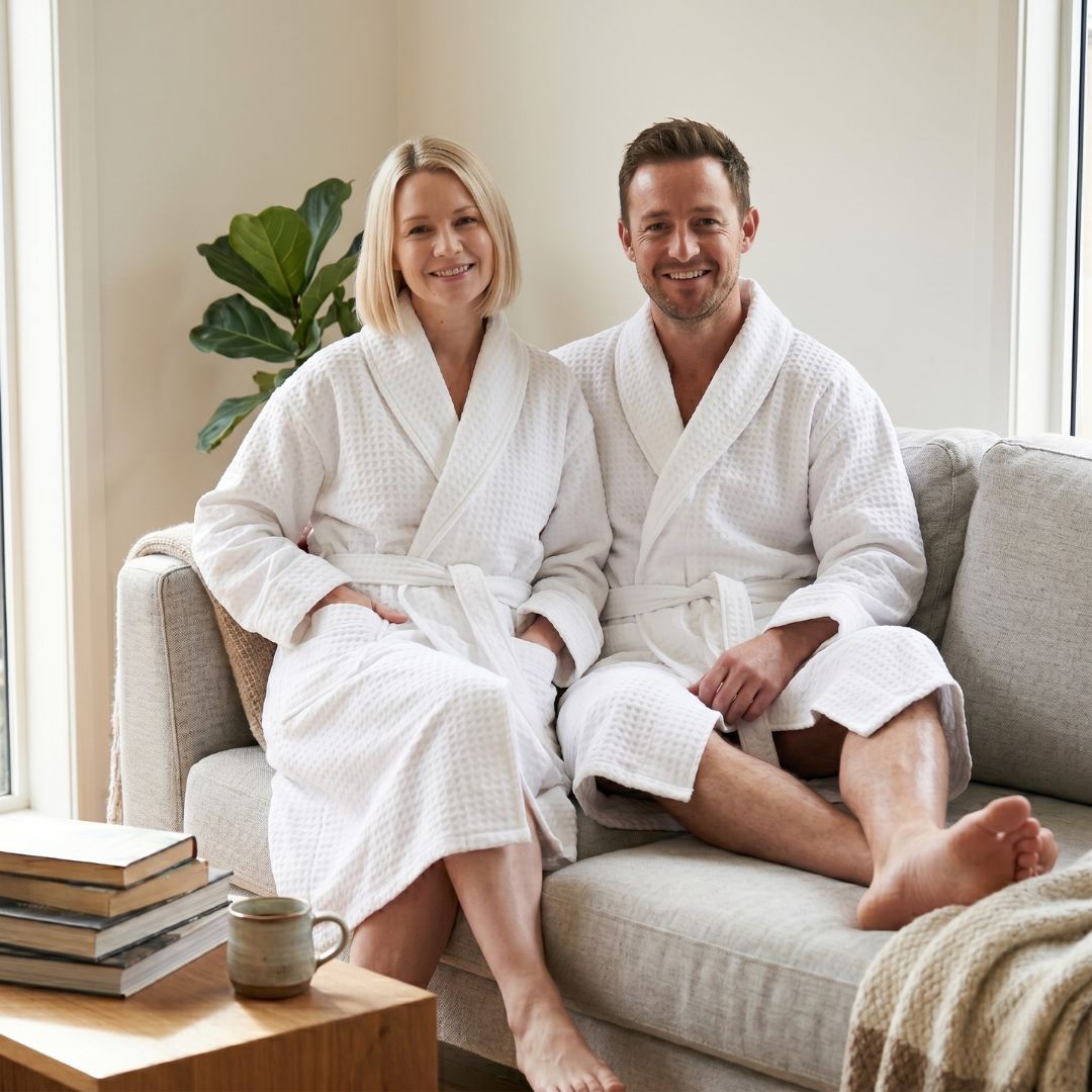 cozy women and men bathrobes