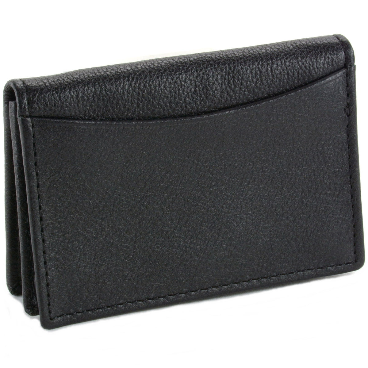 Alpine Swiss Expandable Business Card Case Genuine Leather Front Pocket Wallet – Black
