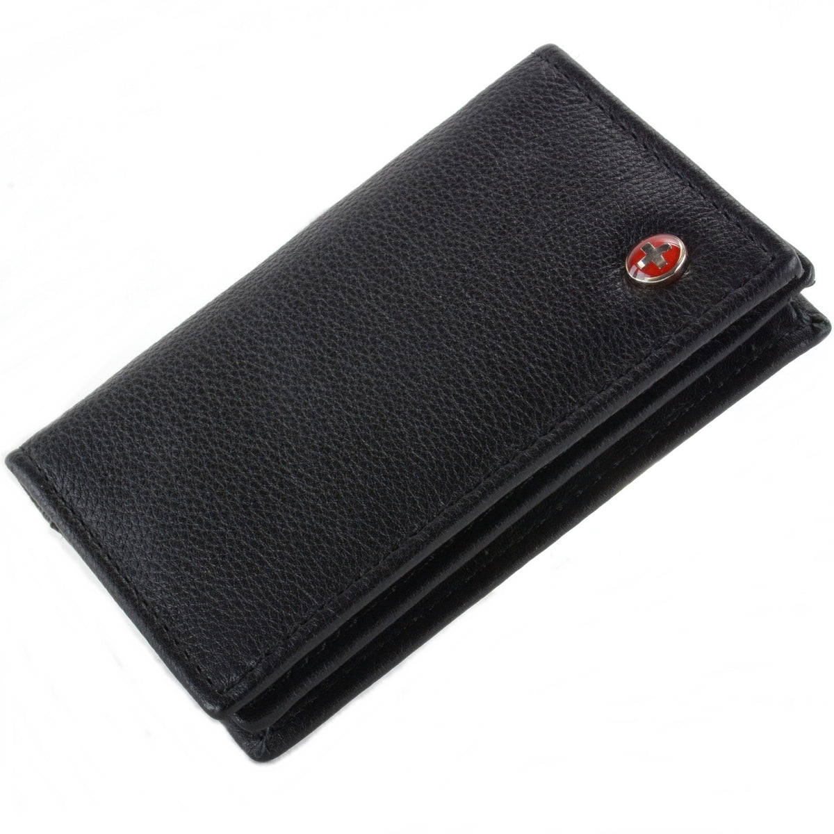 Alpine Swiss Expandable Business Card Case Genuine Leather Front Pocket Wallet – Black