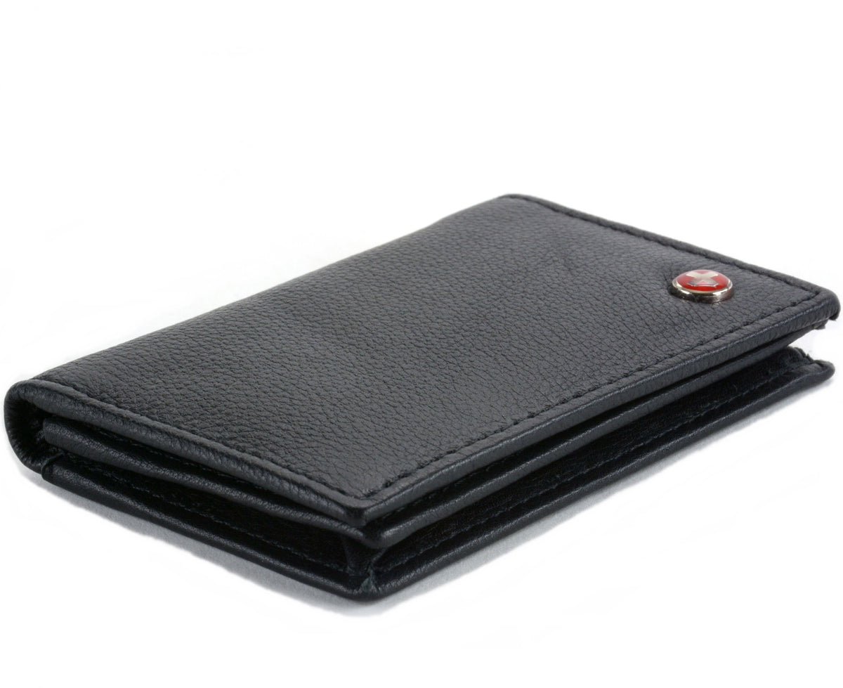 Alpine Swiss Expandable Business Card Case Genuine Leather Front Pocket Wallet – Black