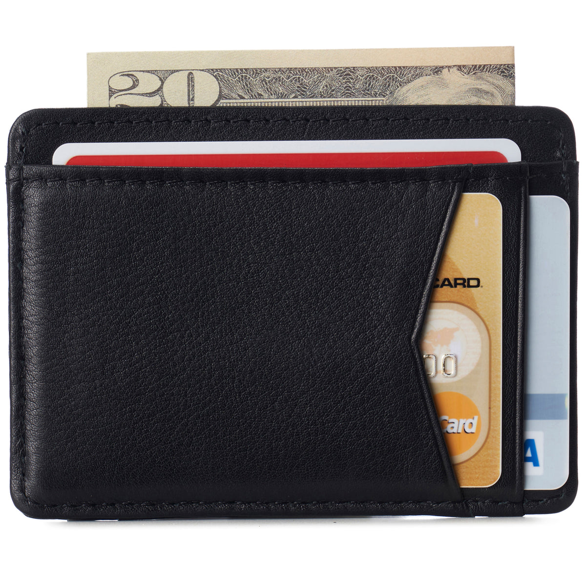 Alpine Swiss Men RFID Safe Minimalist Front Pocket Wallet Leather Thin Card Case – Black