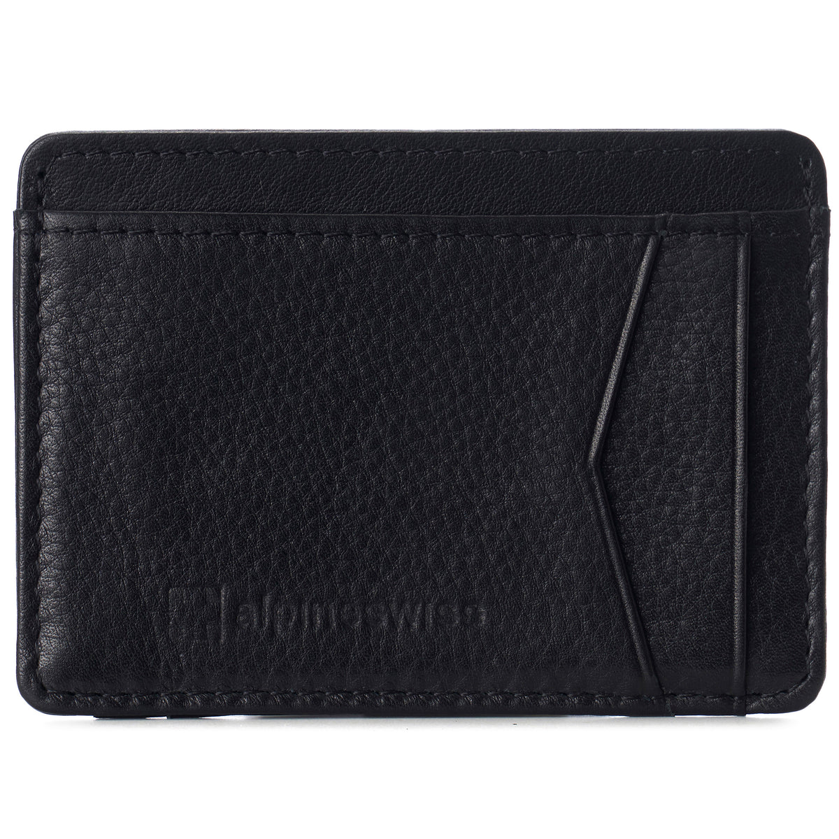 Alpine Swiss Men RFID Safe Minimalist Front Pocket Wallet Leather Thin Card Case – Black