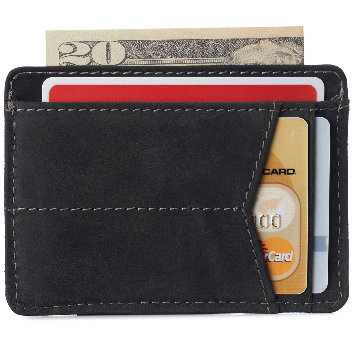 Alpine Swiss Men RFID Safe Minimalist Front Pocket Wallet Leather Thin Card Case – Nubuck Black