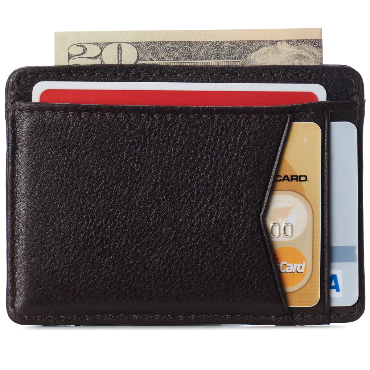 Alpine Swiss Men RFID Safe Minimalist Front Pocket Wallet Leather Thin Card Case – Brown