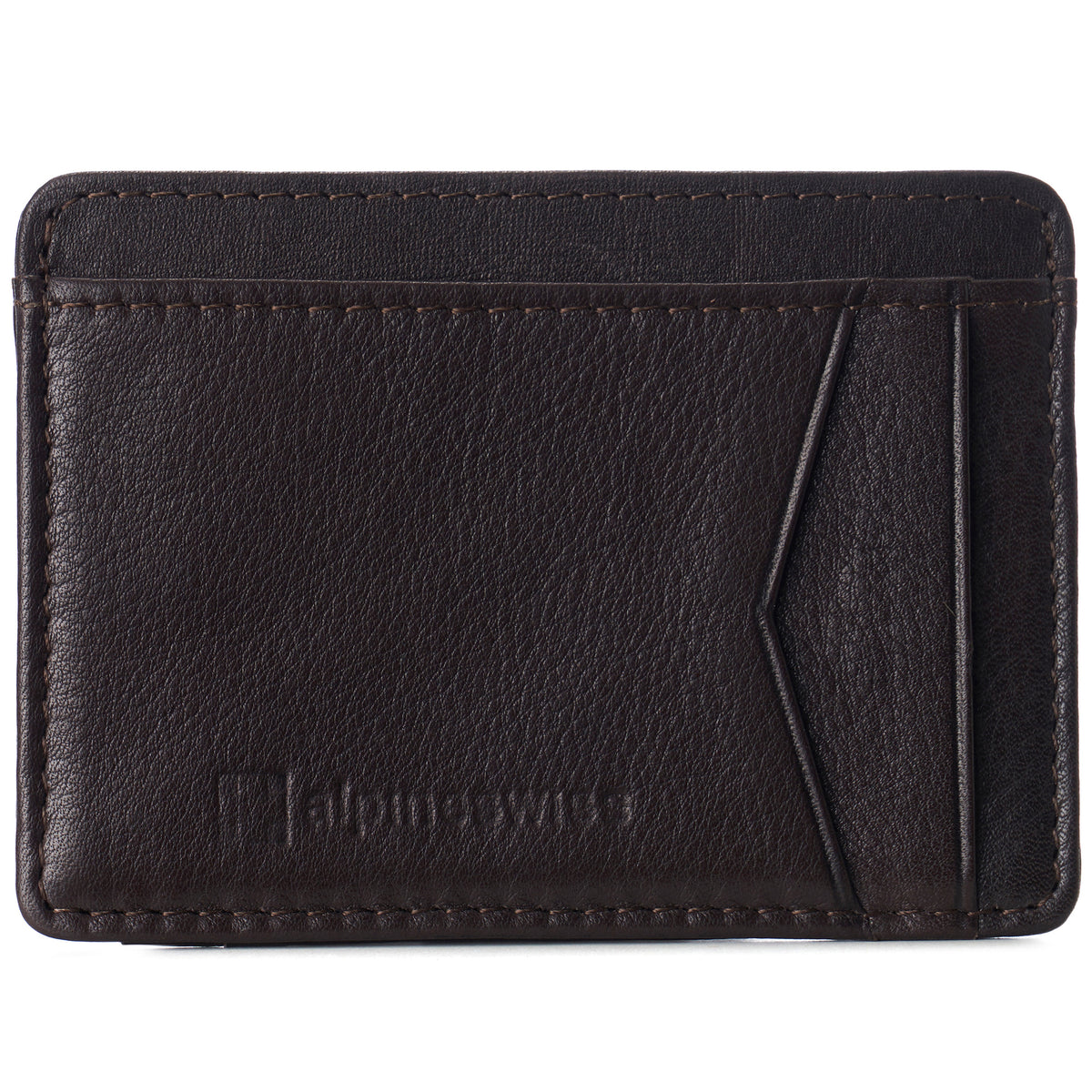 Alpine Swiss Men RFID Safe Minimalist Front Pocket Wallet Leather Thin Card Case – Brown