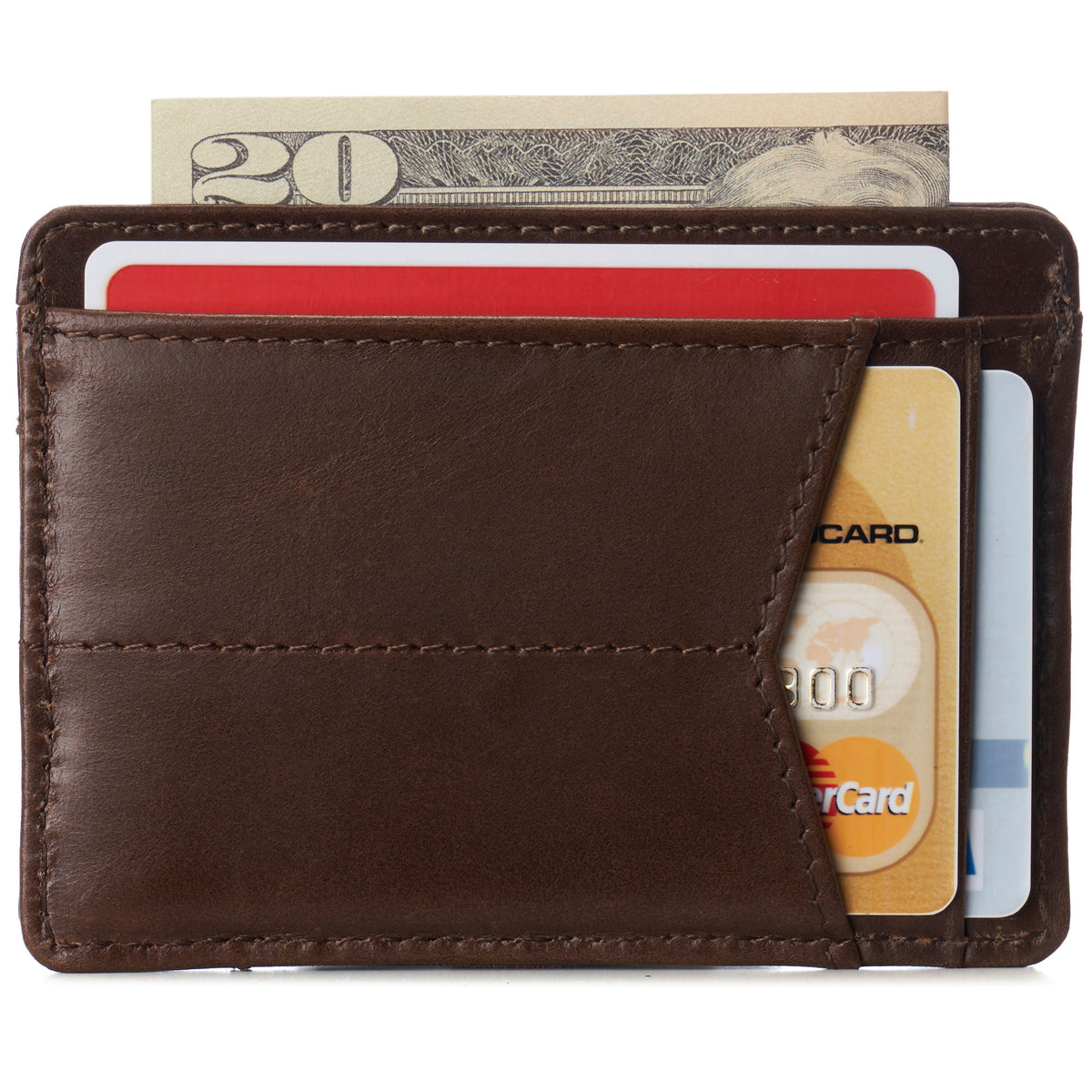 Alpine Swiss Men RFID Safe Minimalist Front Pocket Wallet Leather Thin Card Case – Glossy Nappa Brown