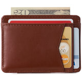 Alpine Swiss Men RFID Safe Minimalist Front Pocket Wallet Leather Thin Card Case – Smooth Finish Tan