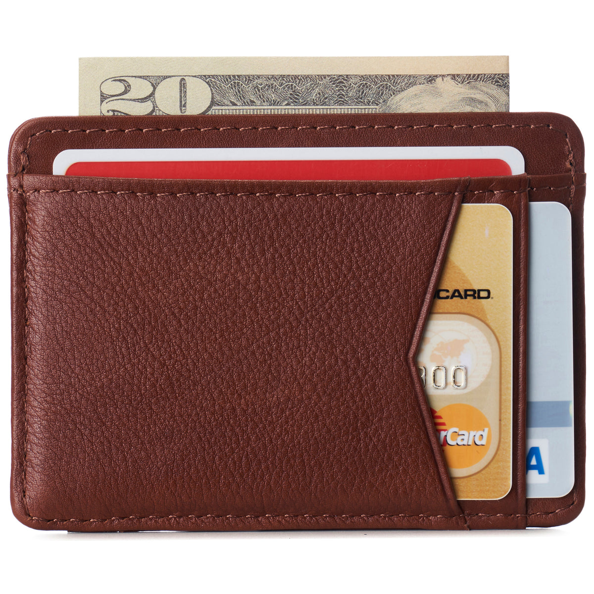 Alpine Swiss Men RFID Safe Minimalist Front Pocket Wallet Leather Thin Card Case – Tan