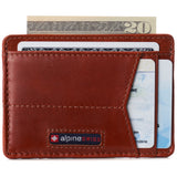 Alpine Swiss Men RFID Safe Minimalist Front Pocket Wallet Leather Thin Card Case – Glossy Nappa Tan