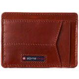 Alpine Swiss Men RFID Safe Minimalist Front Pocket Wallet Leather Thin Card Case – Glossy Nappa Tan