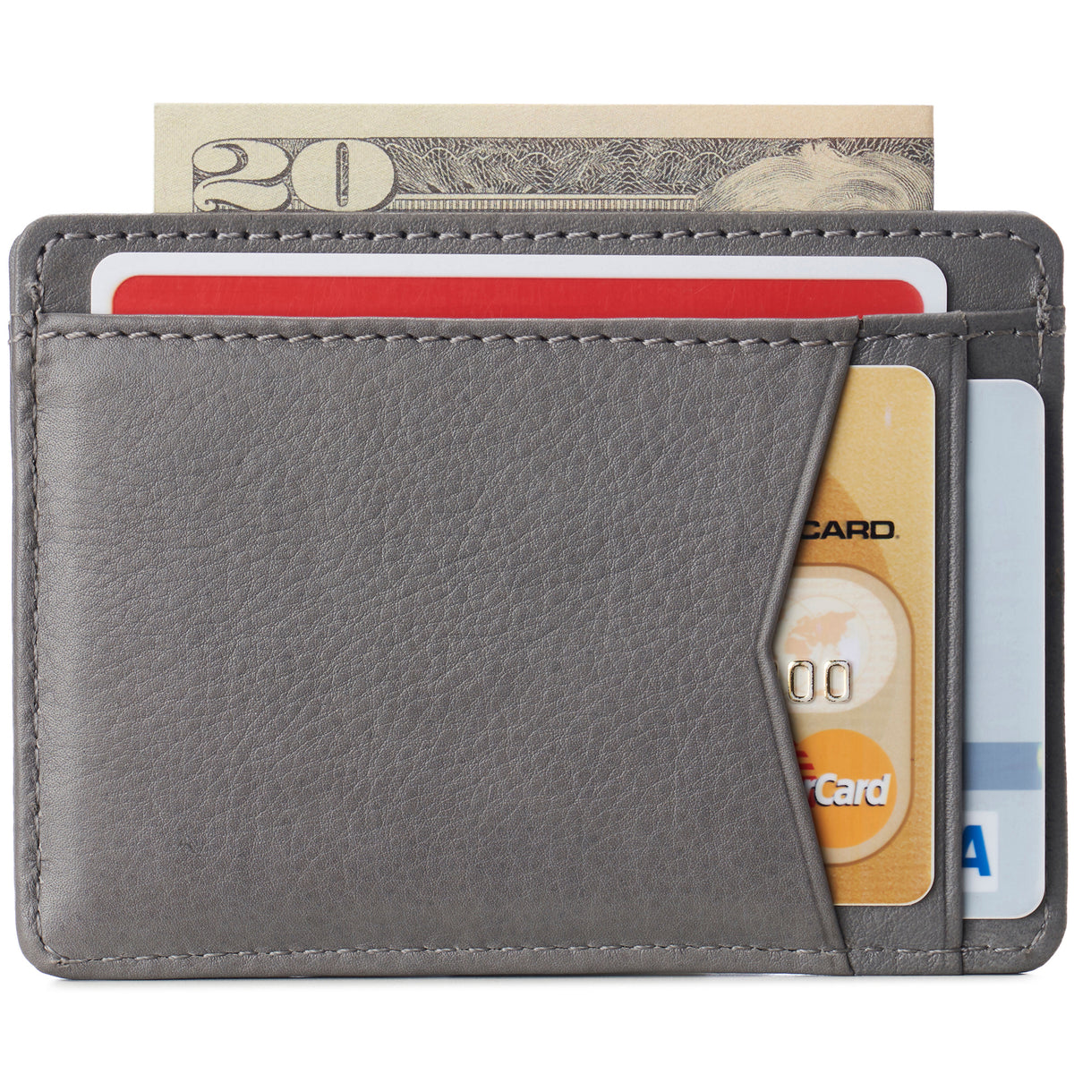 Alpine Swiss Men RFID Safe Minimalist Front Pocket Wallet Leather Thin Card Case – Gray