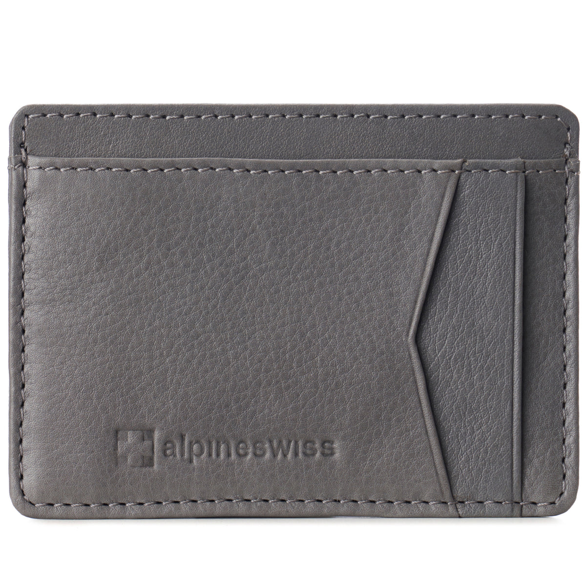 Alpine Swiss Men RFID Safe Minimalist Front Pocket Wallet Leather Thin Card Case – Gray