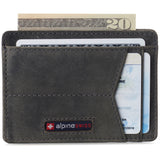 Alpine Swiss Men RFID Safe Minimalist Front Pocket Wallet Leather Thin Card Case – Nubuck Gray