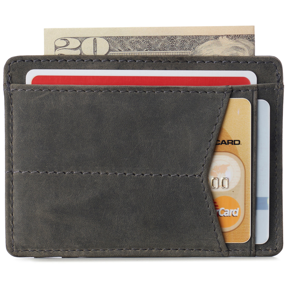 Alpine Swiss Men RFID Safe Minimalist Front Pocket Wallet Leather Thin Card Case – Nubuck Gray