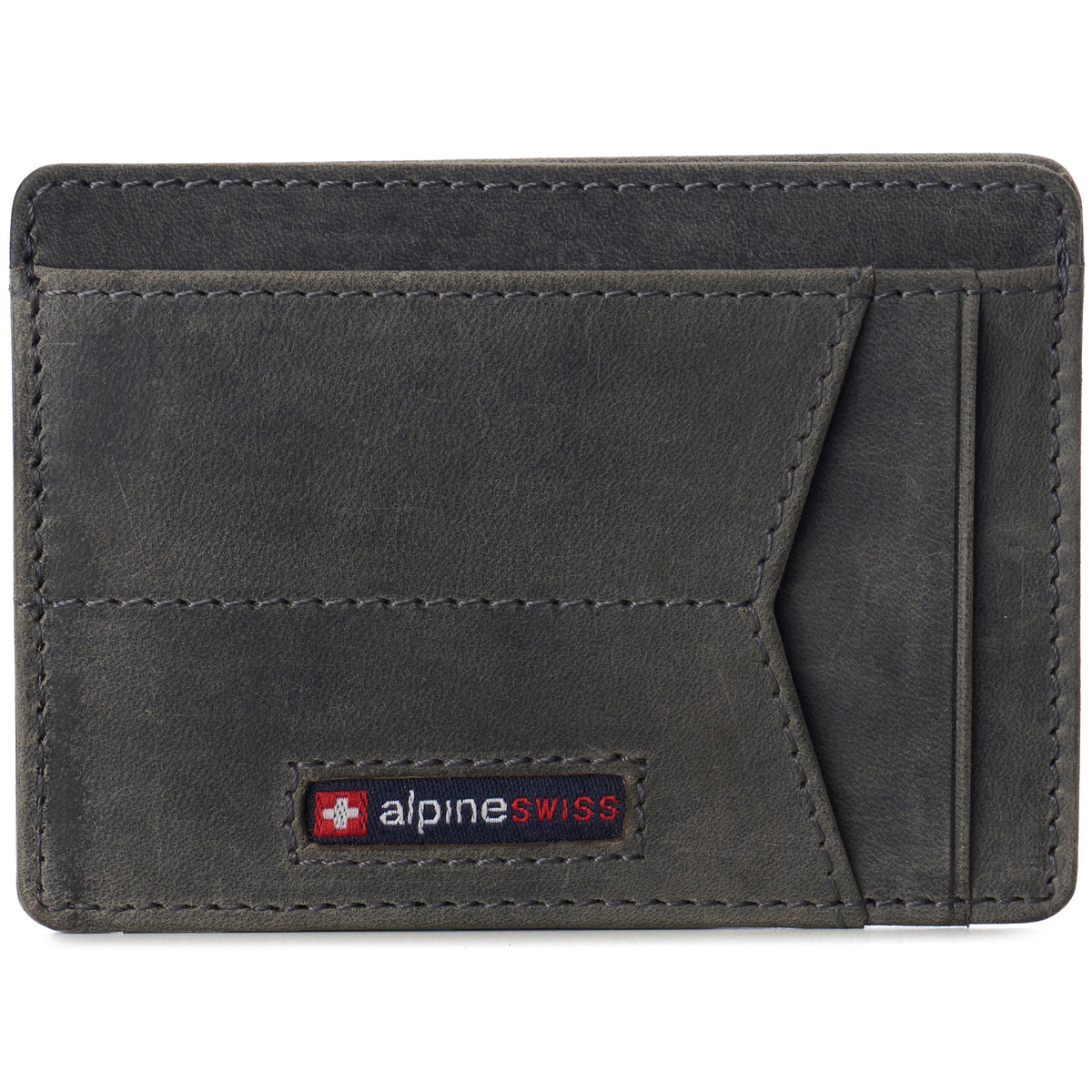 Alpine Swiss Men RFID Safe Minimalist Front Pocket Wallet Leather Thin Card Case – Nubuck Gray