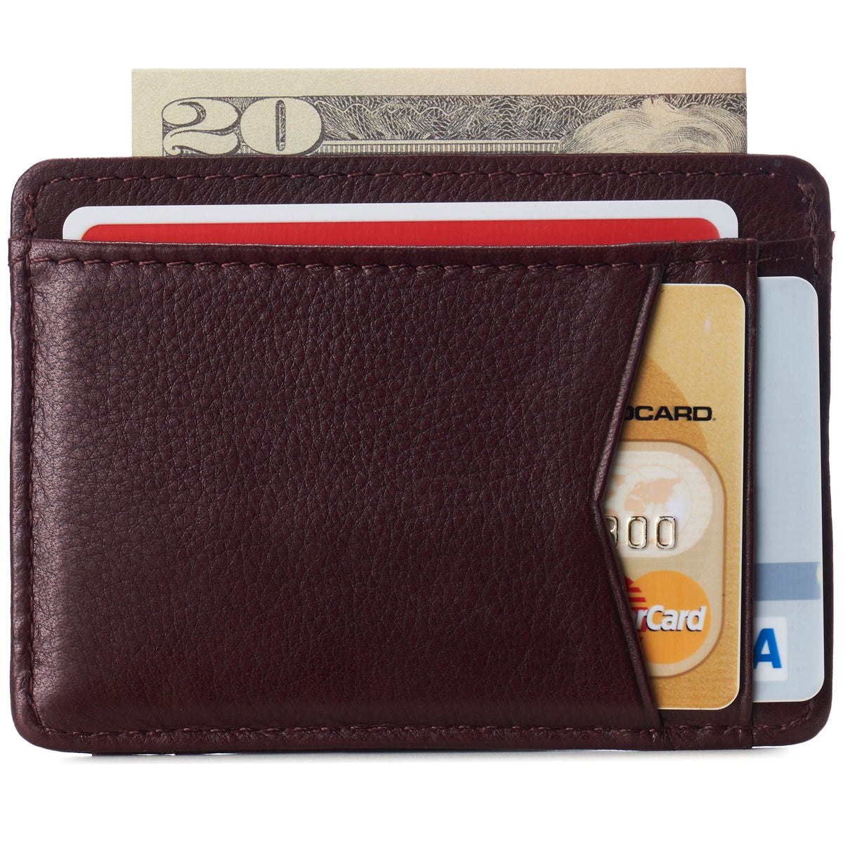 Alpine Swiss Men RFID Safe Minimalist Front Pocket Wallet Leather Thin Card Case – Burgundy