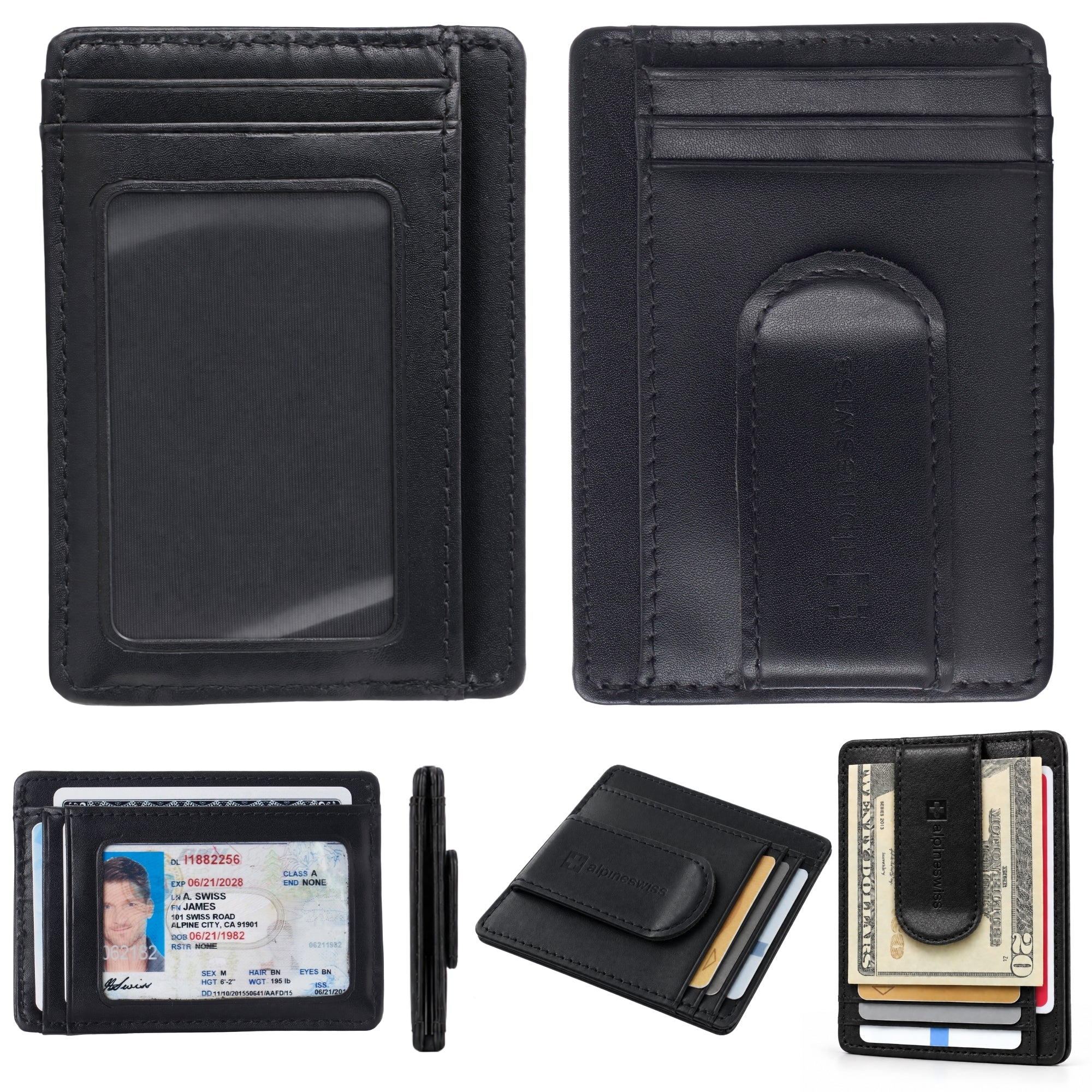 Alpine Swiss RFID Dermot Money Clip Front Pocket Wallet For Men