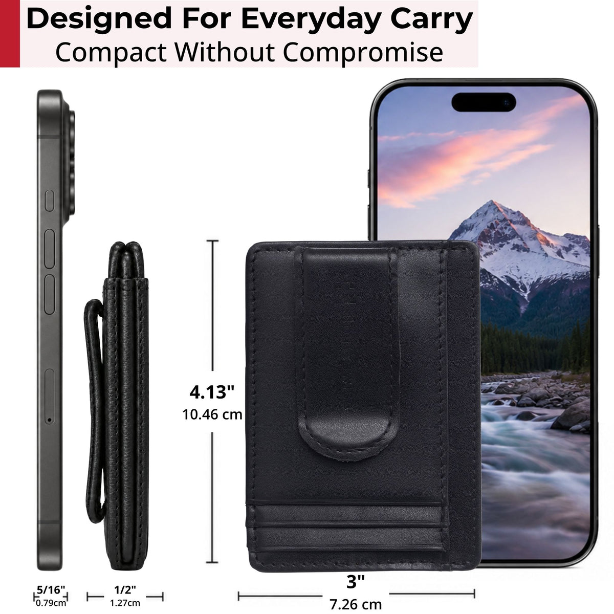 Alpine Swiss RFID Dermot Money Clip Front Pocket Wallet - Smooth Finish Black