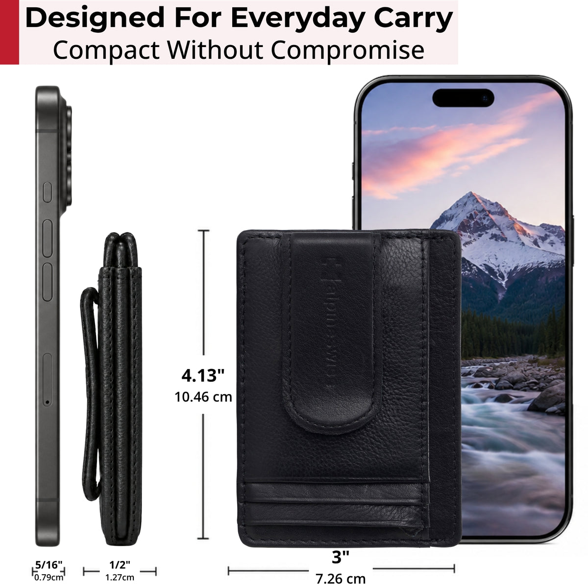 Alpine Swiss RFID Dermot Money Clip Front Pocket Wallet - Black