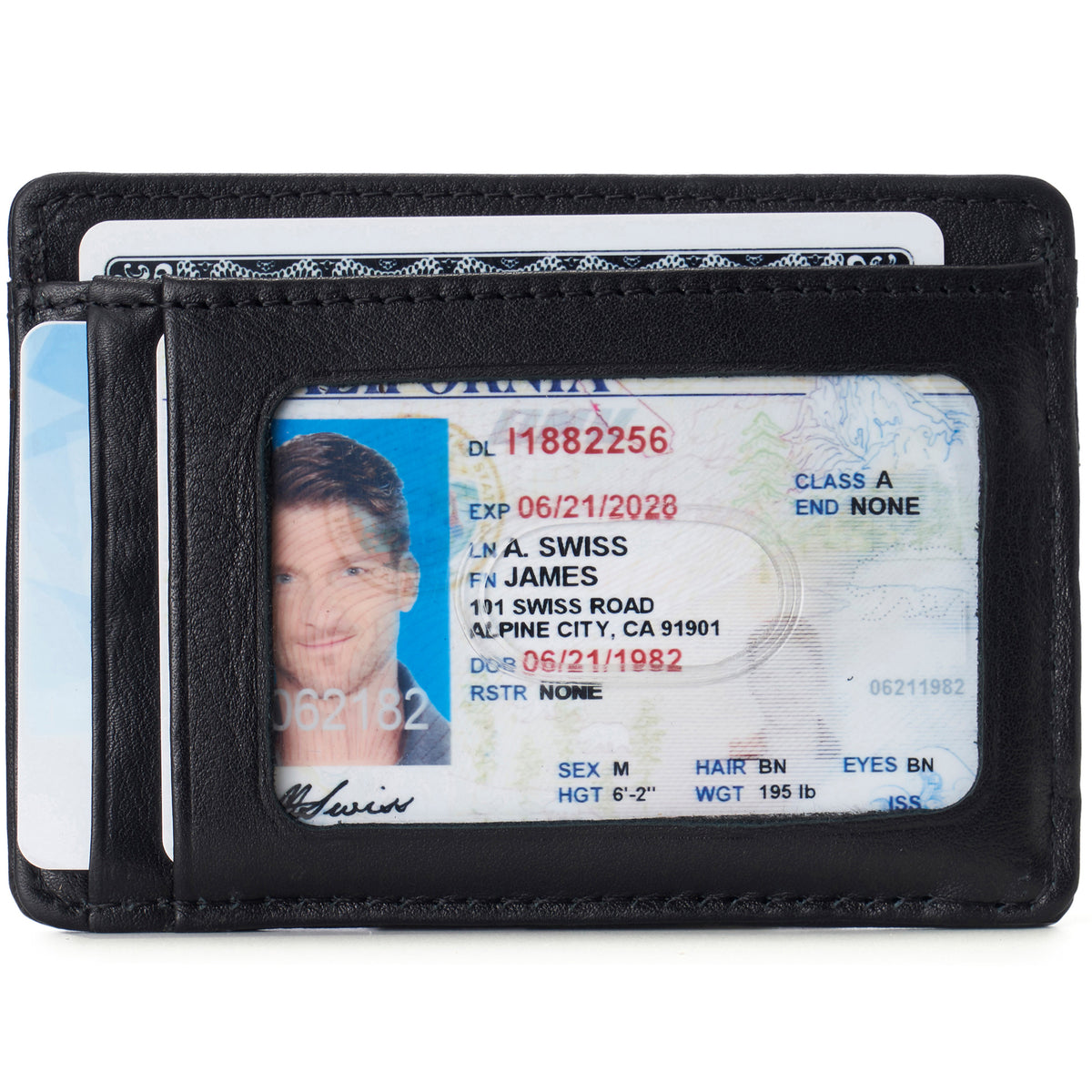 Alpine Swiss Mens RFID Money Clip Leather Minimalist Wallet Card Case ID Window – Black
