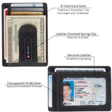 Alpine Swiss Mens RFID Money Clip Leather Minimalist Wallet Card Case ID Window – Nubuck Black