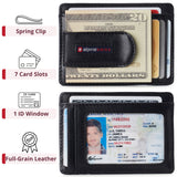 Alpine Swiss RFID Dermot Money Clip Front Pocket Wallet - Glossy Nappa Black