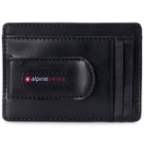 Alpine Swiss Mens RFID Money Clip Leather Minimalist Wallet Card Case ID Window – Glossy Nappa Black