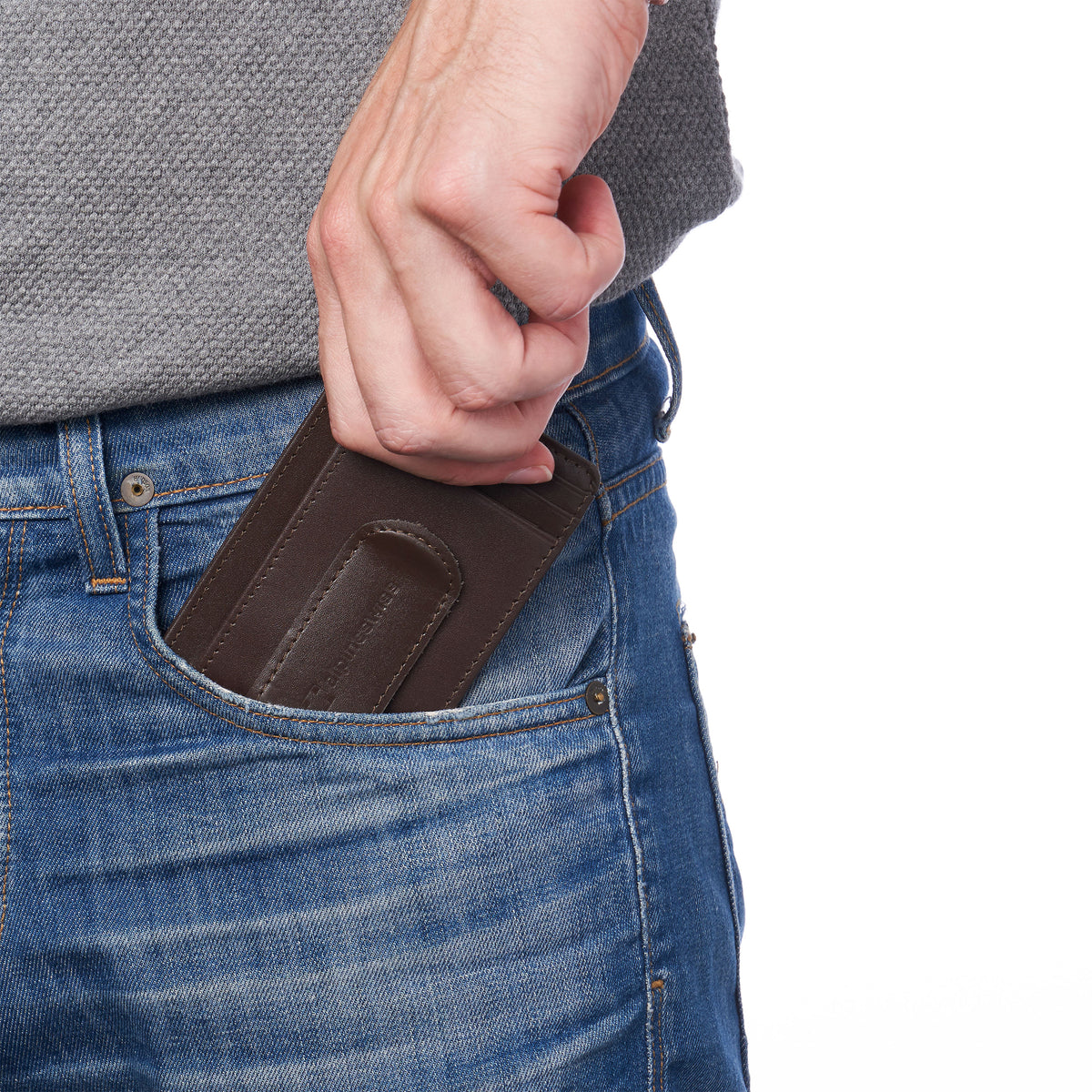 Alpine Swiss Mens RFID Money Clip Leather Minimalist Wallet Card Case ID Window – Smooth Finish Brown