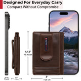 Alpine Swiss RFID Dermot Money Clip Front Pocket Wallet - Glossy Nappa Brown
