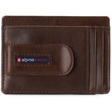 Alpine Swiss Mens RFID Money Clip Leather Minimalist Wallet Card Case ID Window – Glossy Nappa Brown