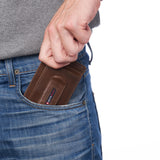 Alpine Swiss Mens RFID Money Clip Leather Minimalist Wallet Card Case ID Window – Glossy Nappa Brown
