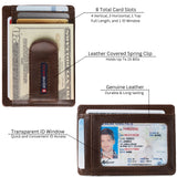 Alpine Swiss Mens RFID Money Clip Leather Minimalist Wallet Card Case ID Window – Glossy Nappa Brown