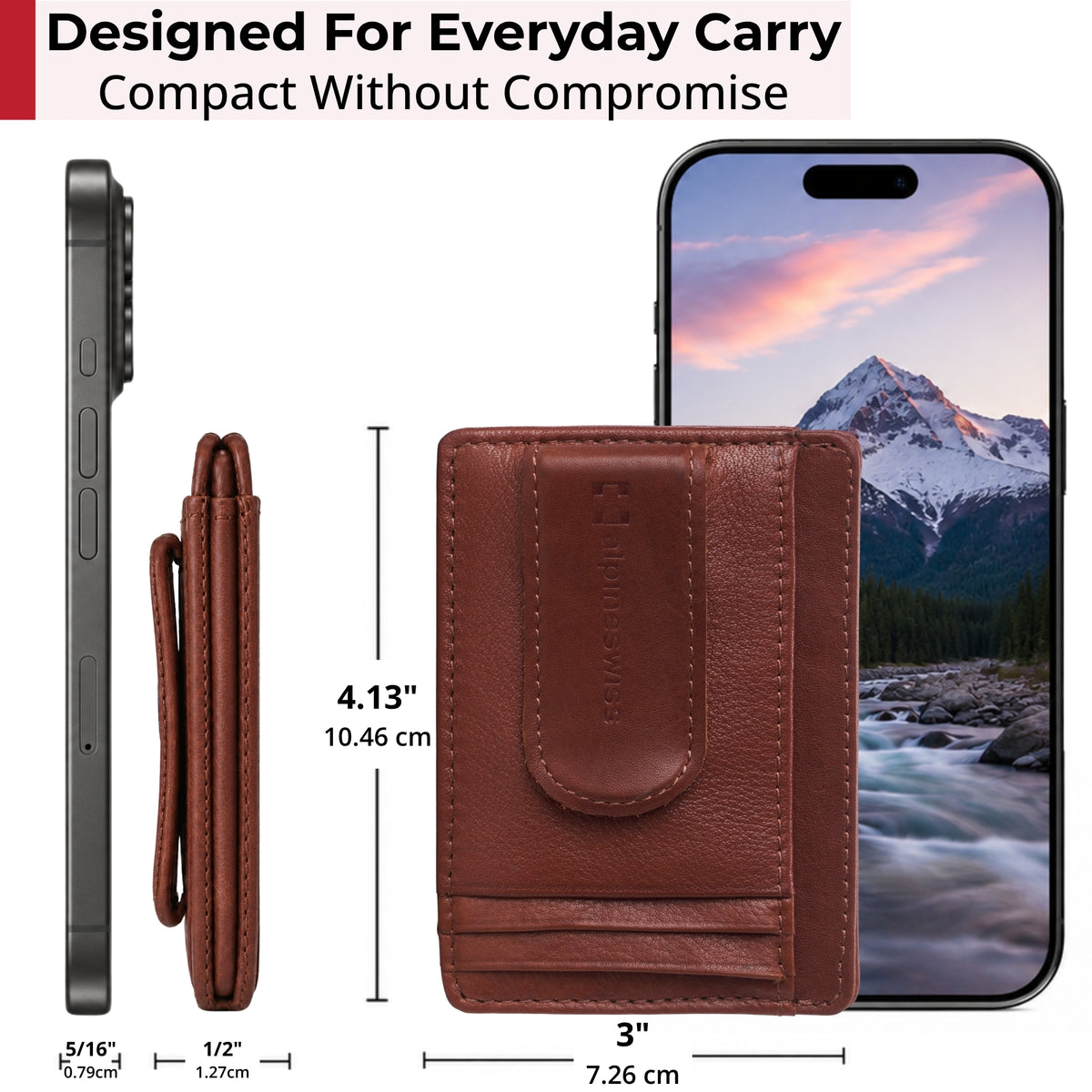 Alpine Swiss RFID Dermot Money Clip Front Pocket Wallet - Tan