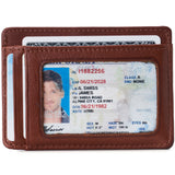 Alpine Swiss Mens RFID Money Clip Leather Minimalist Wallet Card Case ID Window – Tan