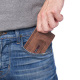 Alpine Swiss Mens RFID Money Clip Leather Minimalist Wallet Card Case ID Window – Nubuck Tan