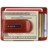 Alpine Swiss Mens RFID Money Clip Leather Minimalist Wallet Card Case ID Window – Glossy Nappa Tan