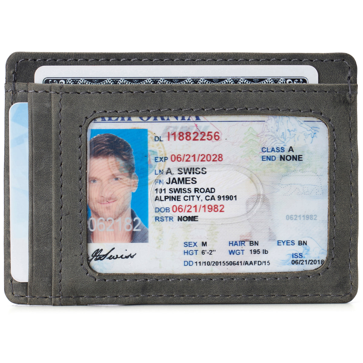 Alpine Swiss Mens RFID Money Clip Leather Minimalist Wallet Card Case ID Window – Nubuck Gray