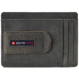 Alpine Swiss Mens RFID Money Clip Leather Minimalist Wallet Card Case ID Window – Nubuck Gray