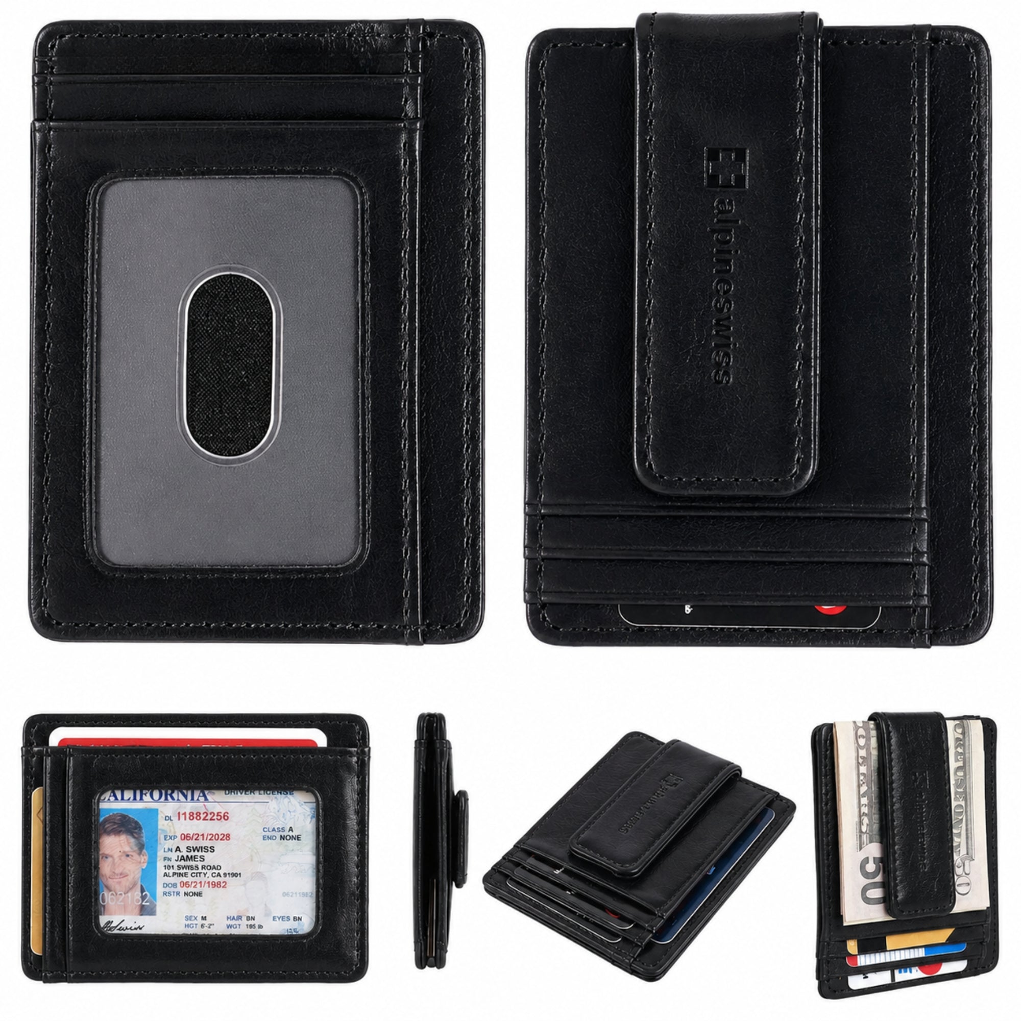 小物 Clip wallet Alpine Swiss Harper Mens RFID Slim Money Clip Front Pocket Wallet