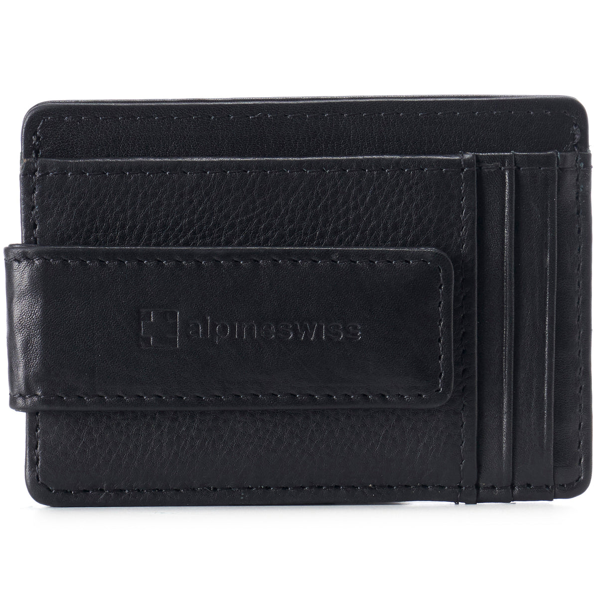 Alpine Swiss Mens RFID Safe Magnetic Money Clip Wallet Slim Front Pocket Wallet – Black