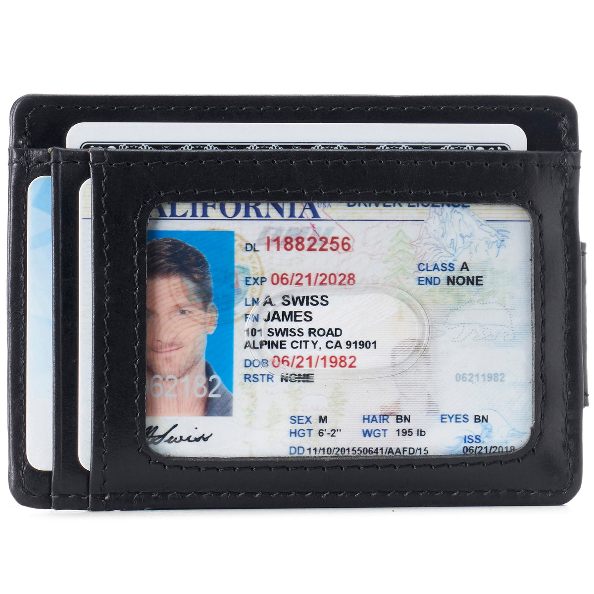 Alpine Swiss Mens RFID Safe Magnetic Money Clip Wallet Slim Front Pocket Wallet – Glossy Nappa Black