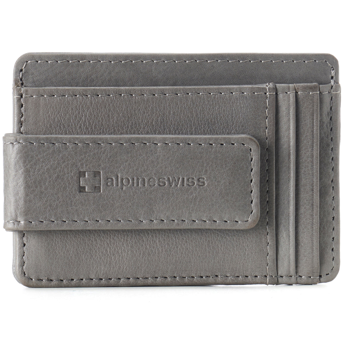 Alpine Swiss Mens RFID Safe Magnetic Money Clip Wallet Slim Front Pocket Wallet – Gray