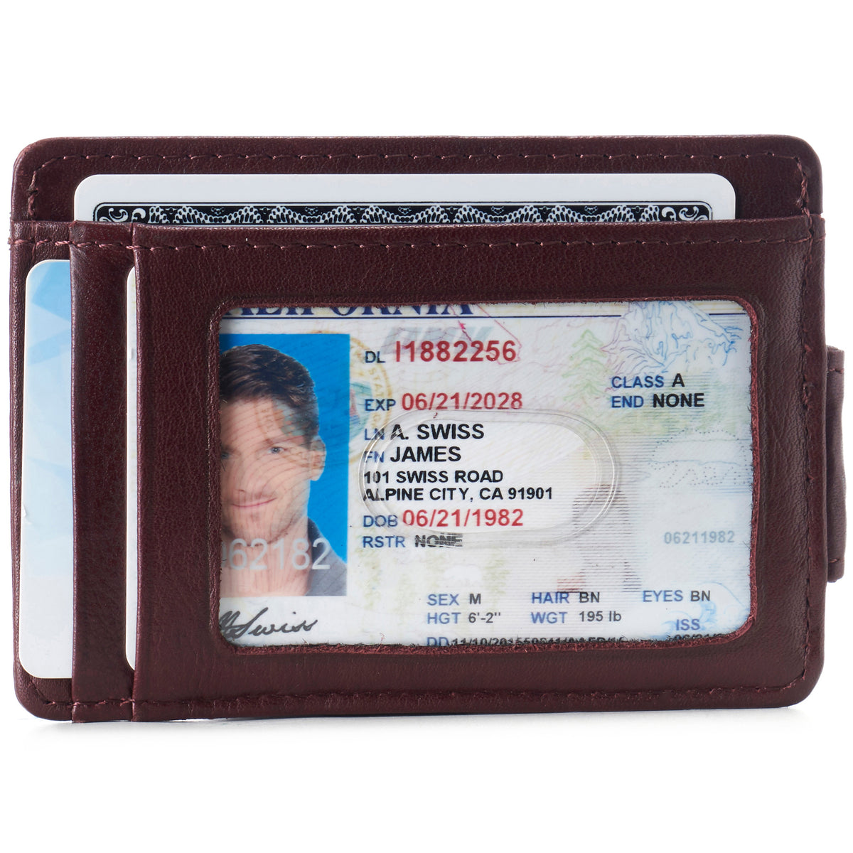 Alpine Swiss Mens RFID Safe Magnetic Money Clip Wallet Slim Front Pocket Wallet – Burgundy