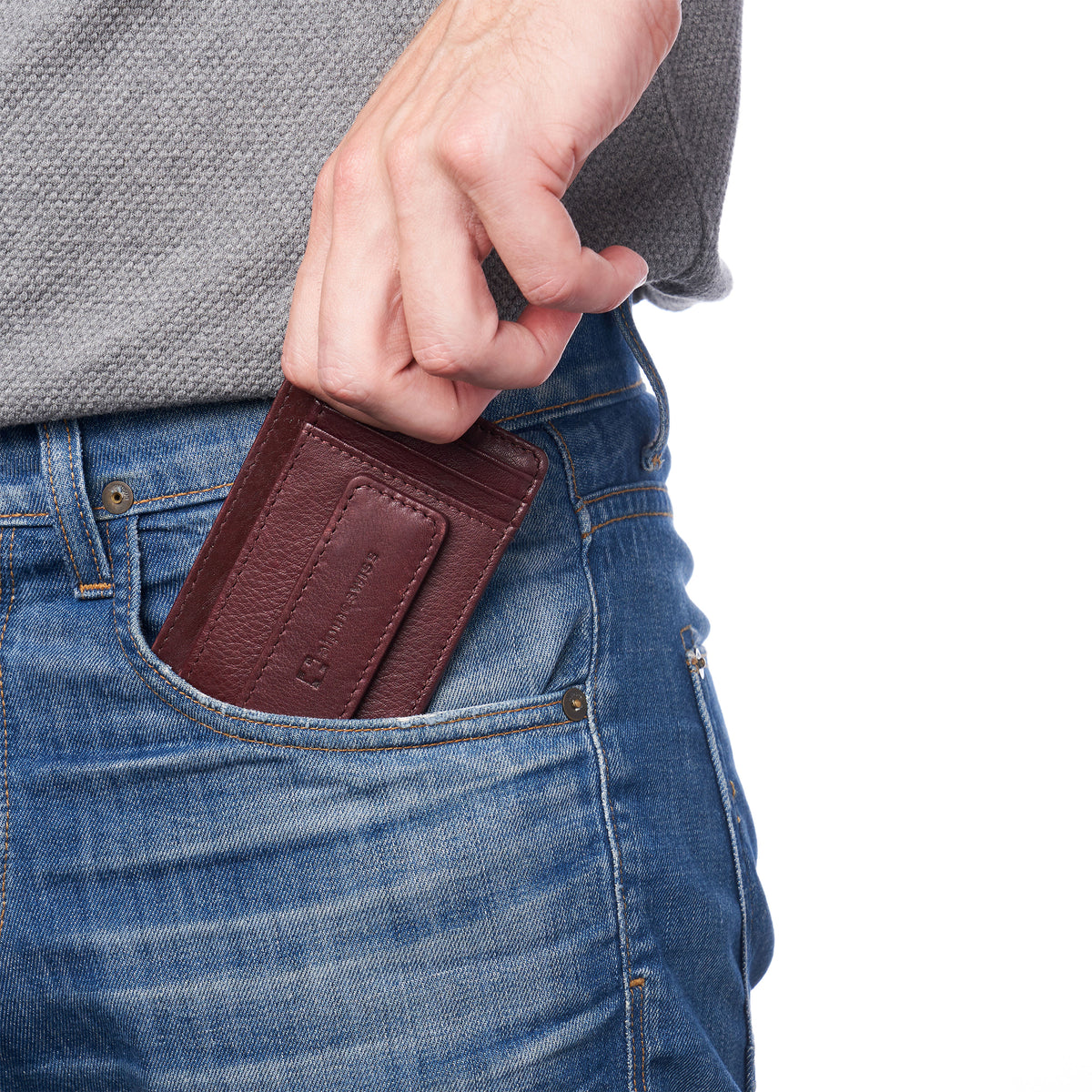 Alpine Swiss Mens RFID Safe Magnetic Money Clip Wallet Slim Front Pocket Wallet – Burgundy