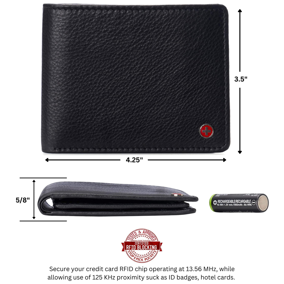 Alpine Swiss Connor Executive Bifold Wallet – Black