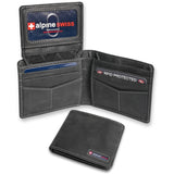Alpine Swiss Connor Executive Bifold Wallet – Nubuck Black