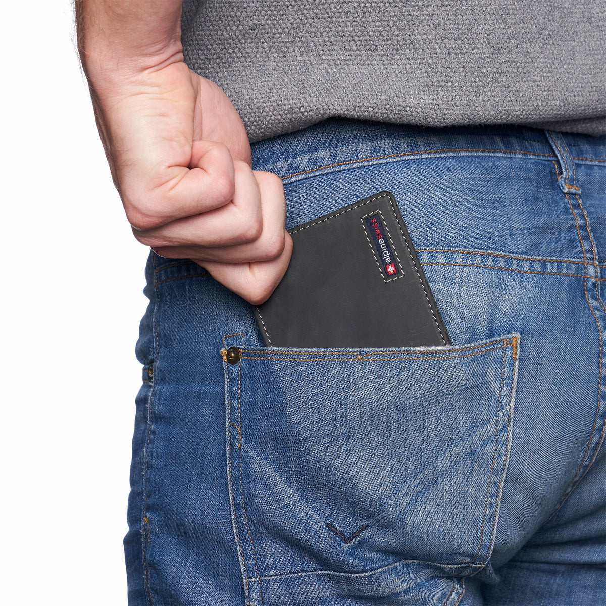 Alpine Swiss Connor Executive Bifold Wallet – Nubuck Black