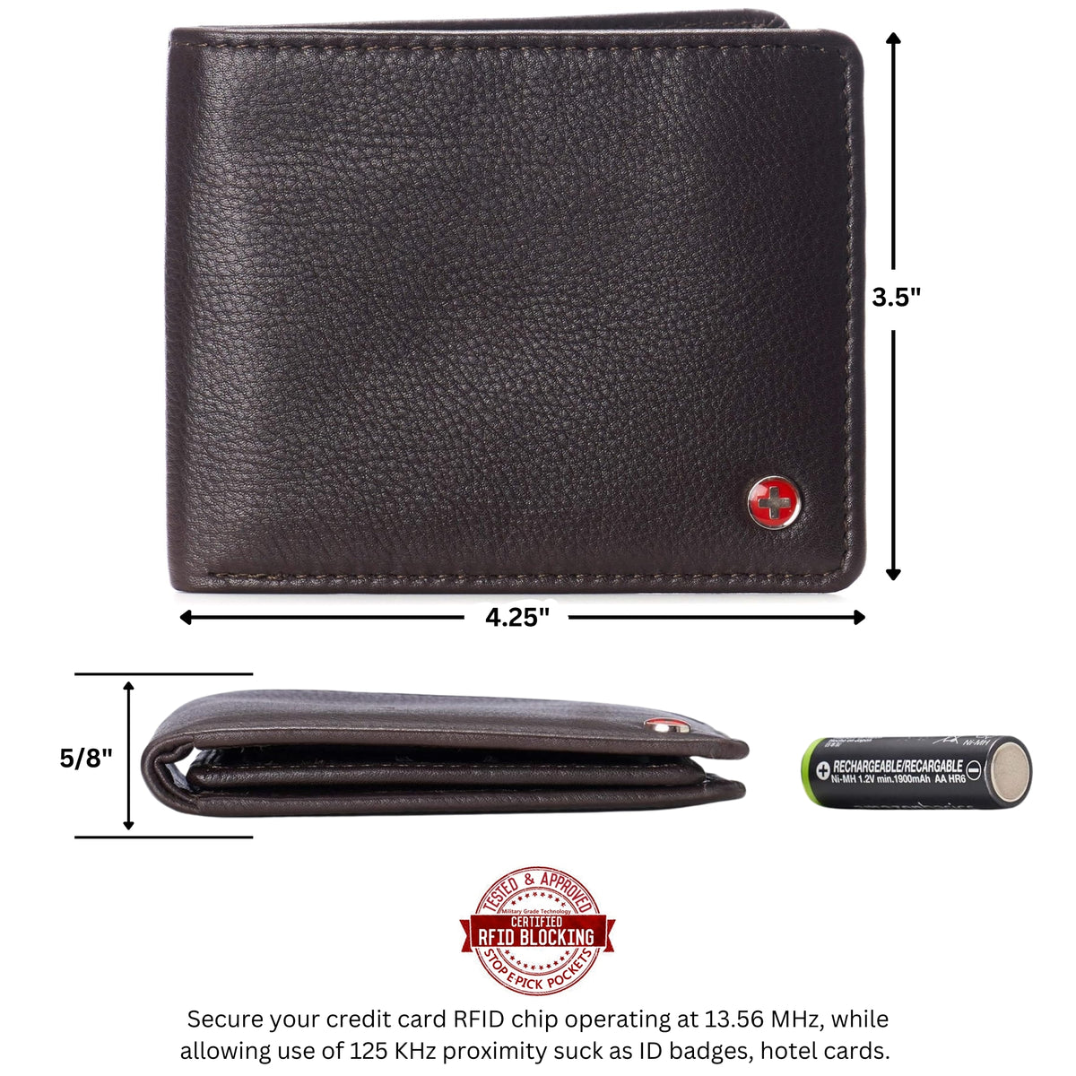 Alpine Swiss Connor Executive Bifold Wallet – Brown