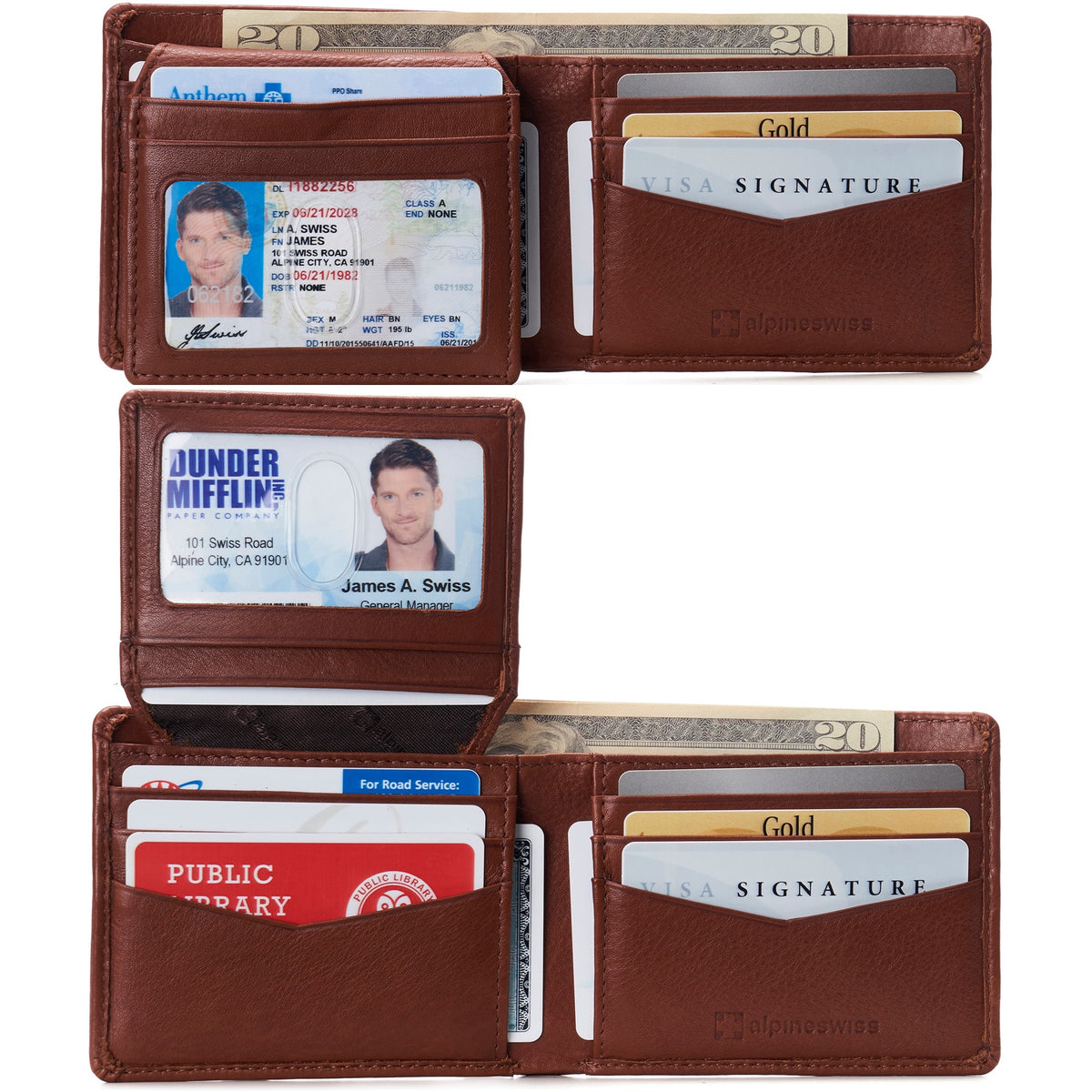 Alpine Swiss Connor Executive Bifold Wallet – Tan