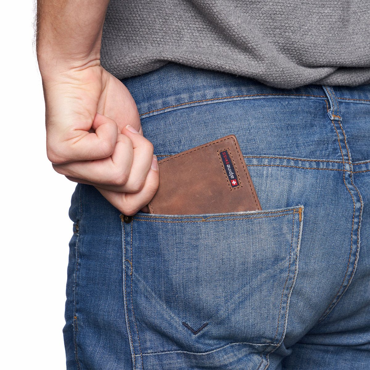 Alpine Swiss Connor Executive Bifold Wallet – Nubuck Tan